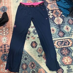 koi Navy Scrub Joggers with Pink Trim